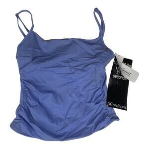 Miraclesuit women's size 10 medium Blue Tankini Top new separates slimming Kara